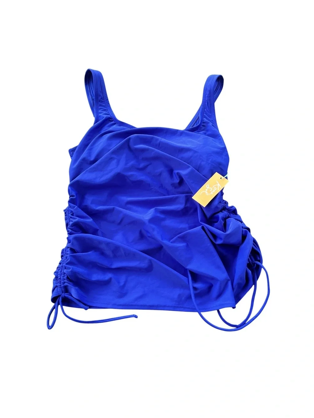 KONA SOL wide straps drawcord adjustable sides longline tankini swim top size XL